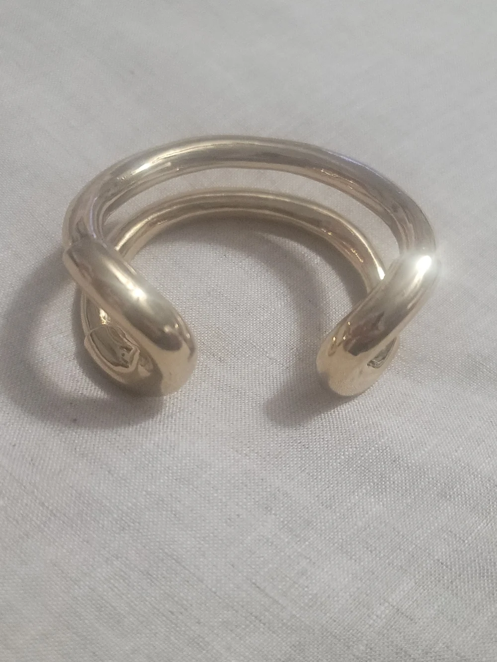 Polished Gold Double-Band Open Cuff Bracelet - Women's Jewelry